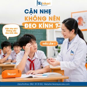 Bác sĩ nhãn khoa Hikari Eye Care tư vấn cho học sinh về việc đeo kính khi bị cận nhẹ tại TP.HCM
