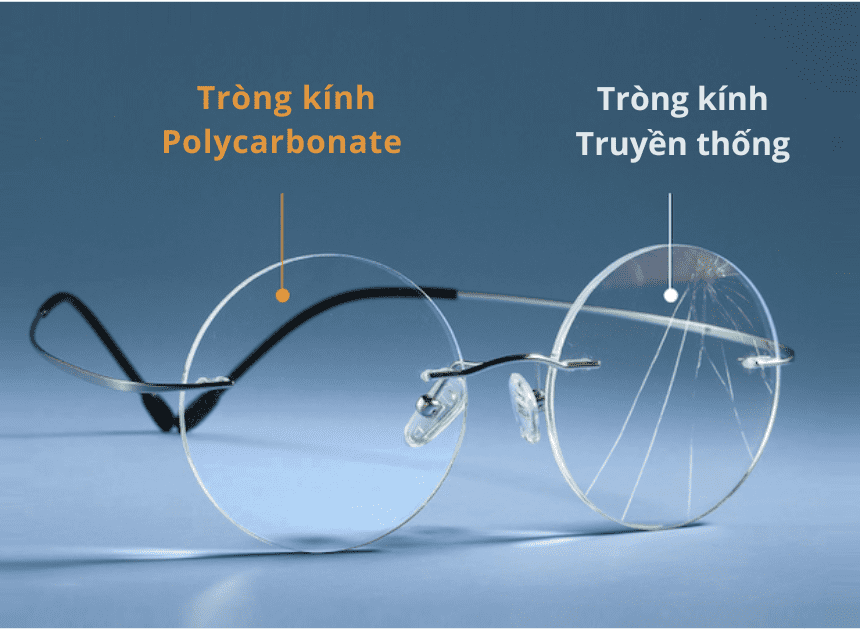 Tròng kính polycarbonate là loại tròng kính được làm từ vật liệu nhựa polycarbonate, chúng mỏng hơn và nhẹ hơn so với tròng kính nhựa